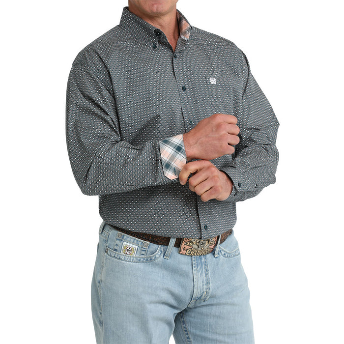 Cinch Men's Teal Print Long Sleeve Shirt