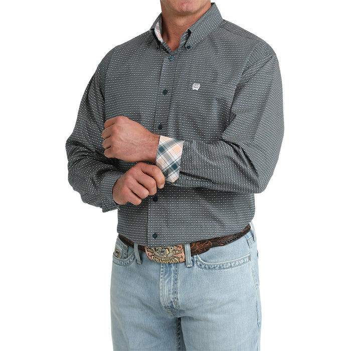 Cinch Men's Teal Print Long Sleeve Shirt