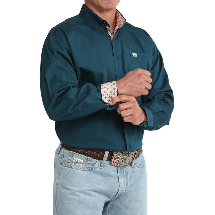 Cinch Men's Teal Solid Long Sleeve Shirt