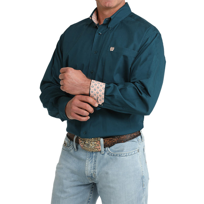 Cinch Men's Teal Solid Long Sleeve Shirt