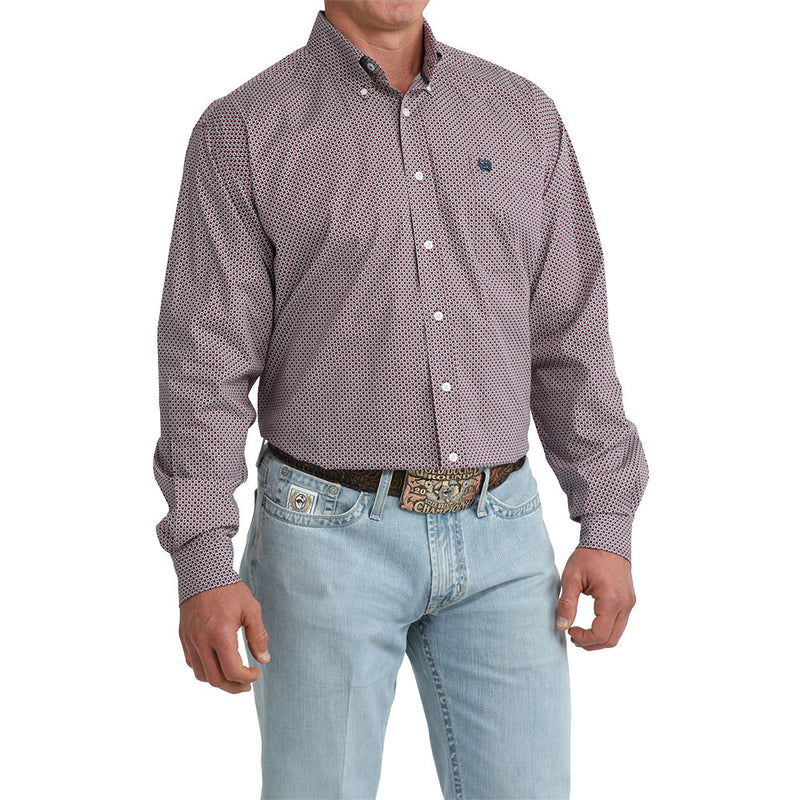 Cinch Men's Long Sleeve Purple Print Shirt