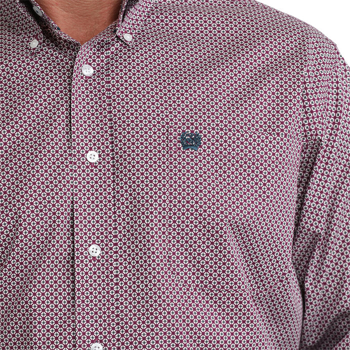Cinch Men's Long Sleeve Purple Print Shirt