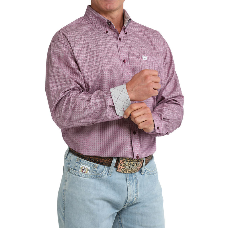 Cinch Men's Purple Print Long Sleeve Shirt