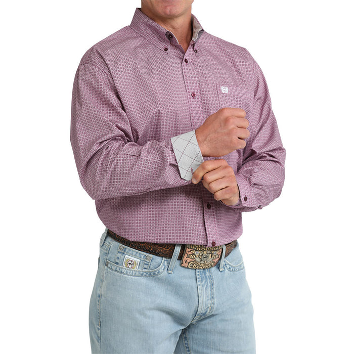 Cinch Men's Purple Print Long Sleeve Shirt