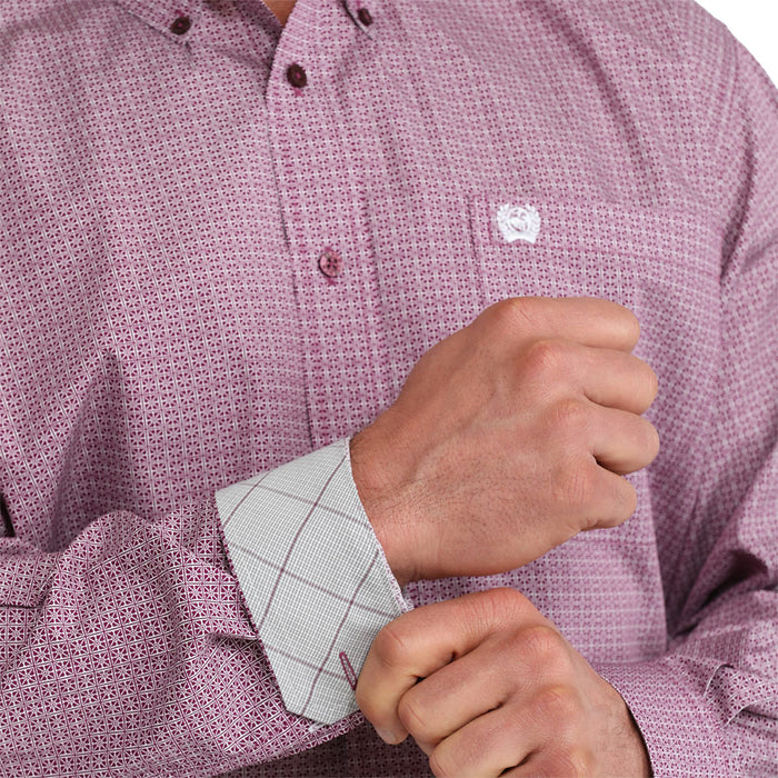 Cinch Men's Purple Print Long Sleeve Shirt
