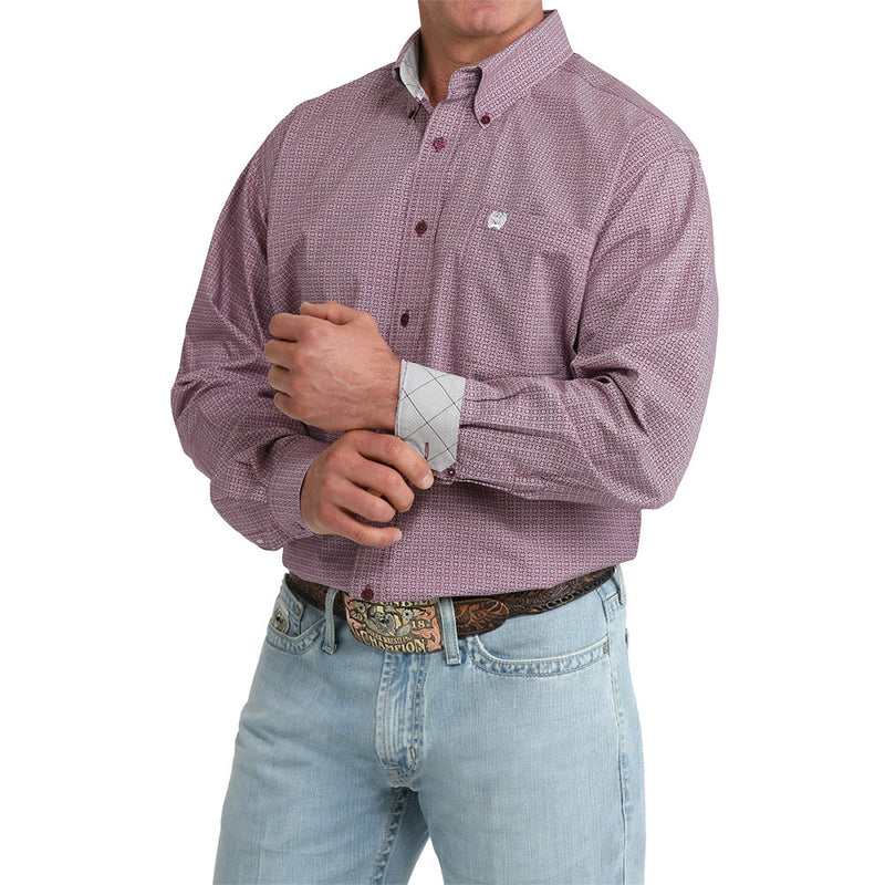 Cinch Men's Purple Print Long Sleeve Shirt