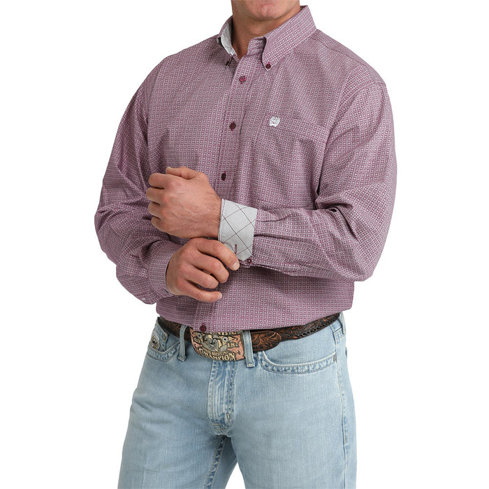 Cinch Men's Purple Print Long Sleeve Shirt