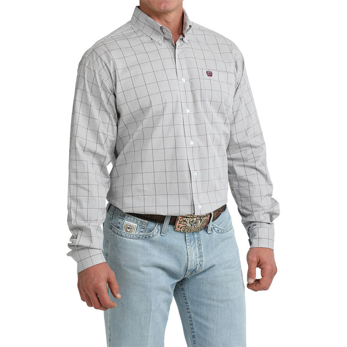 Cinch Men's Grey Plaid Long Sleeve Shirt