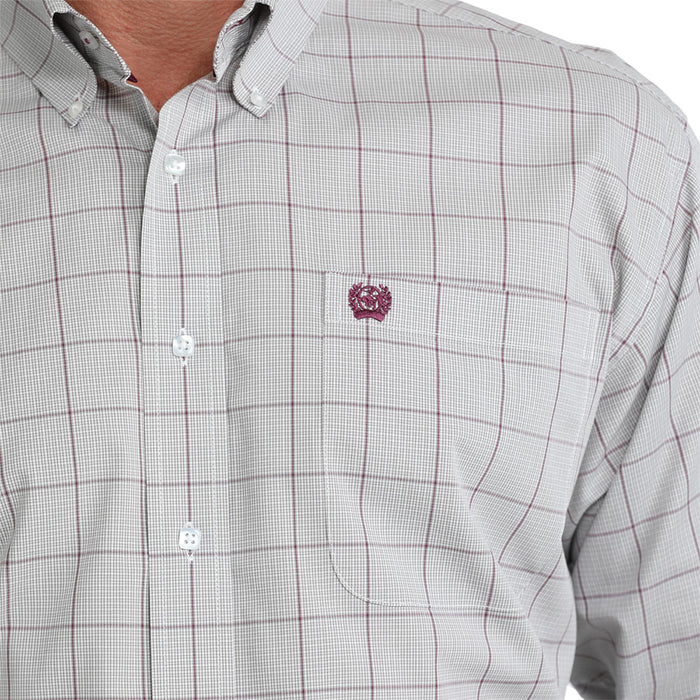 Cinch Men's Grey Plaid Long Sleeve Shirt