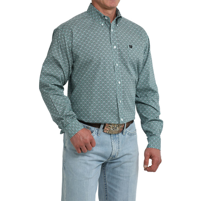 Cinch Men's Green Printed Long Sleeve Shirt