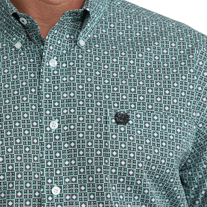 Cinch Men's Green Printed Long Sleeve Shirt