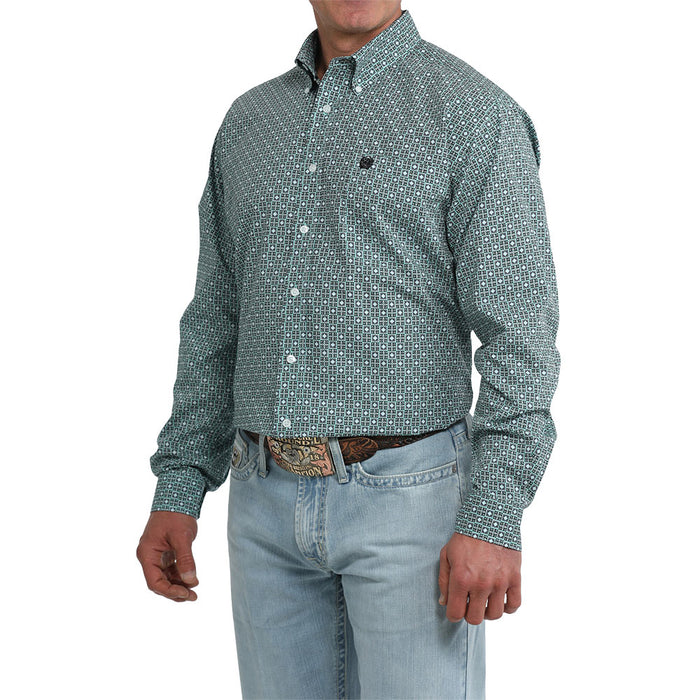 Cinch Men's Green Printed Long Sleeve Shirt