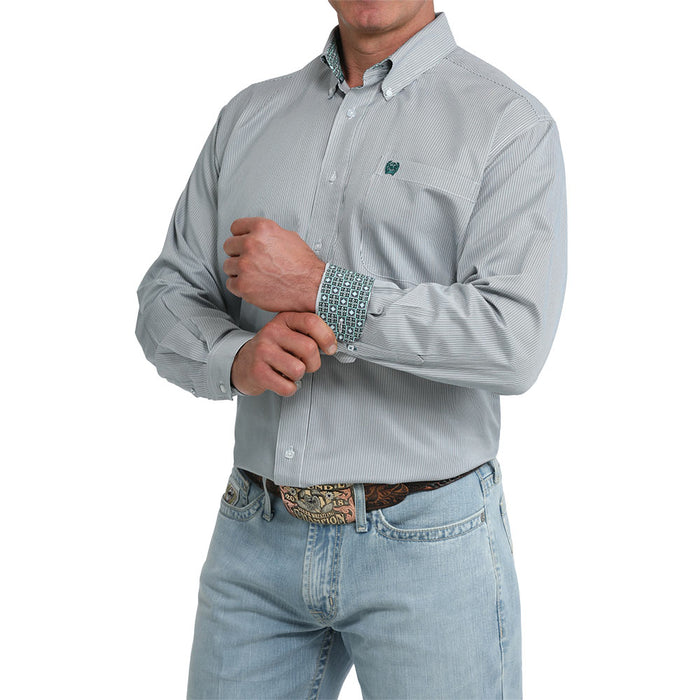 Cinch Men's Green Stripe Long Sleeve Shirt