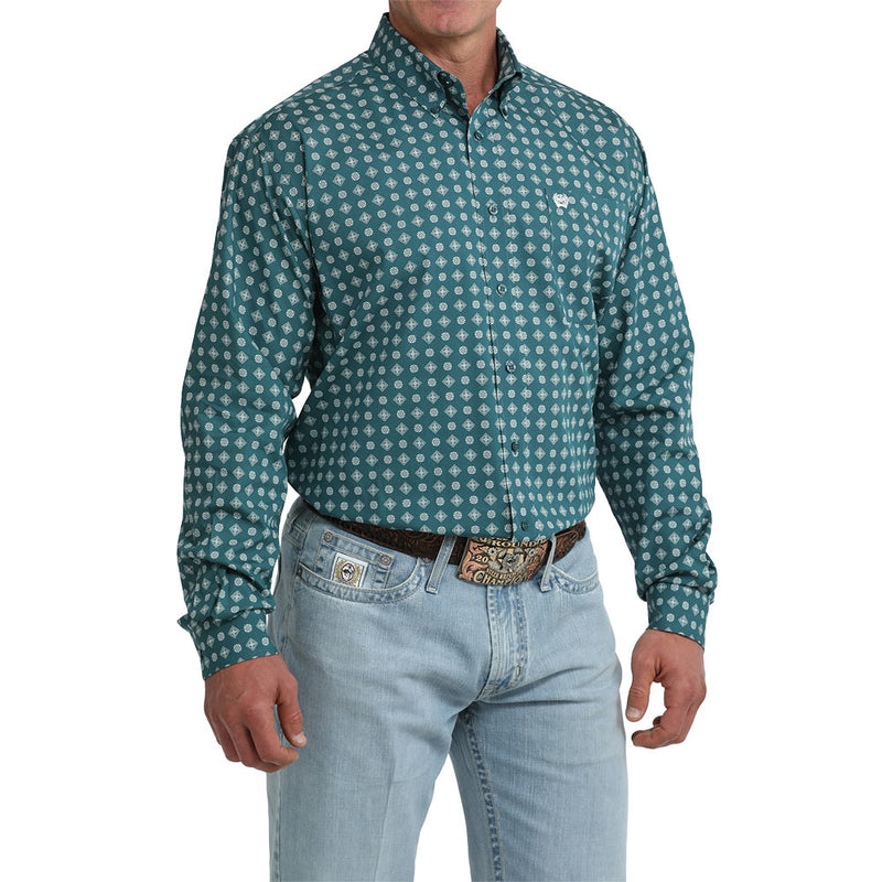 Cinch Men's Green Print Long Sleeve Shirt