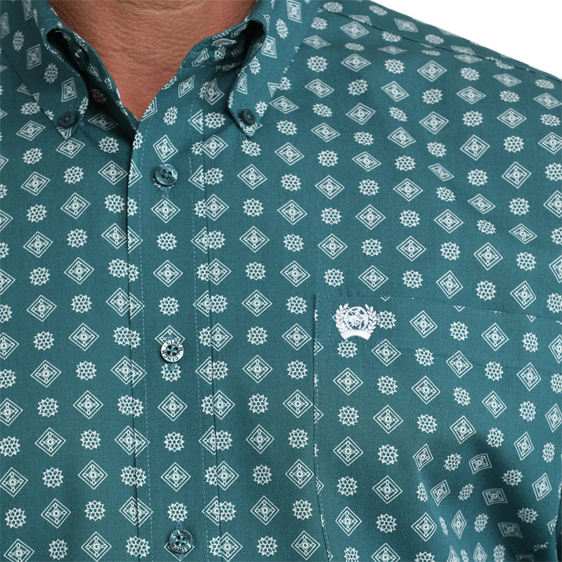 Cinch Men's Green Print Long Sleeve Shirt