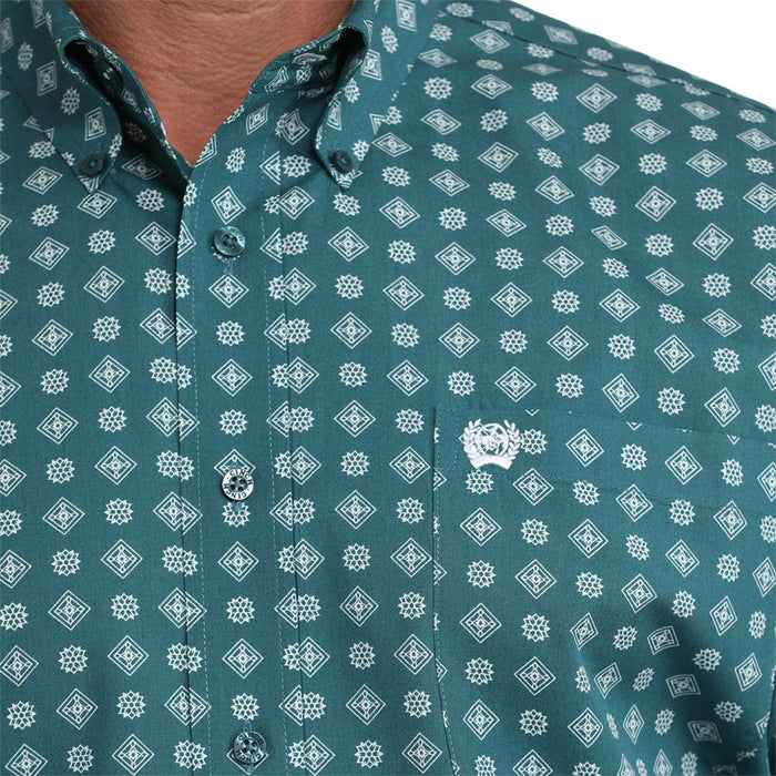 Cinch Men's Green Print Long Sleeve Shirt