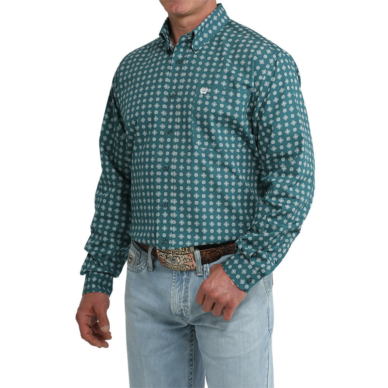 Cinch Men's Green Print Long Sleeve Shirt