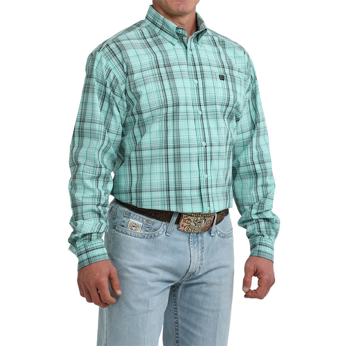 Cinch Men's Turquoise Plaid Long Sleeve Shirt