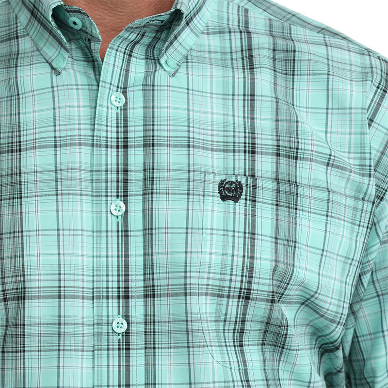 Cinch Men's Turquoise Plaid Long Sleeve Shirt