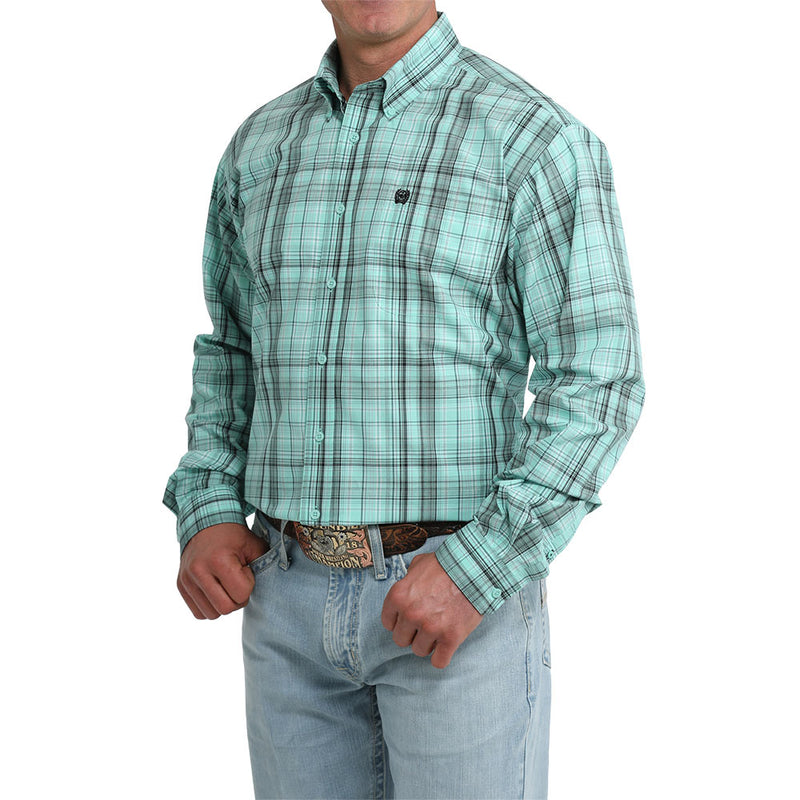 Cinch Men's Turquoise Plaid Long Sleeve Shirt