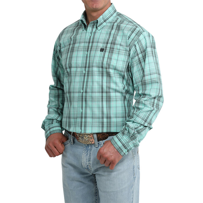 Cinch Men's Turquoise Plaid Long Sleeve Shirt