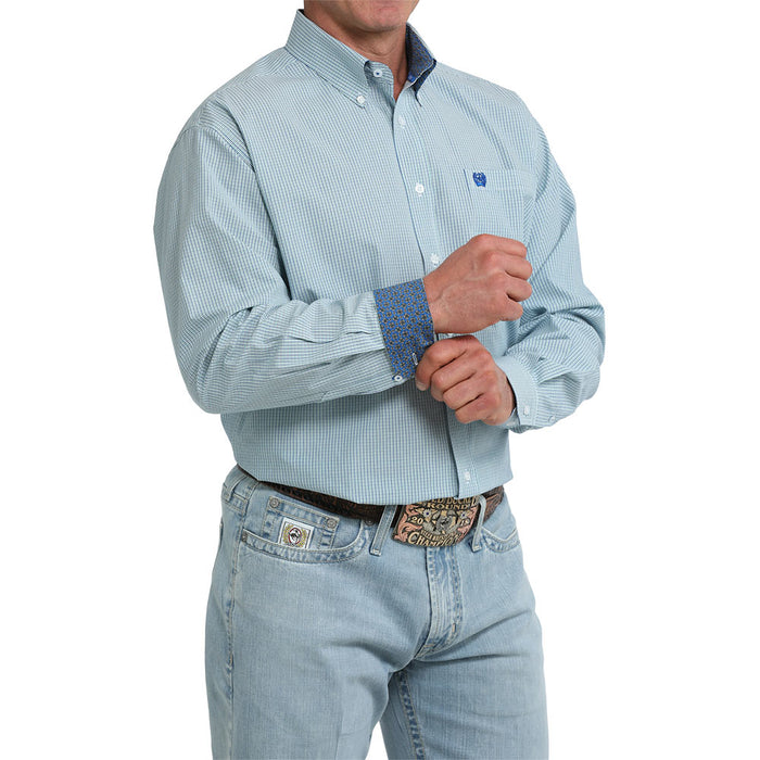 Cinch Men's White Plaid Print Long Sleeve Shirt