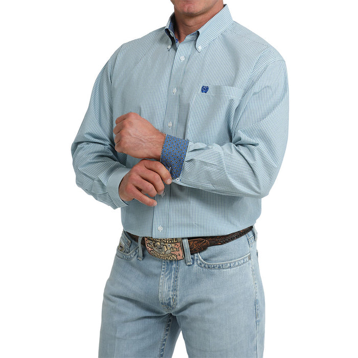 Cinch Men's White Plaid Print Long Sleeve Shirt