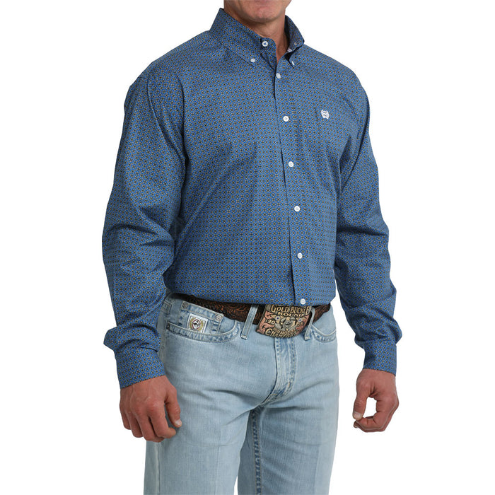 Cinch Men's Royal Blue Printed Long Sleeve Shirt