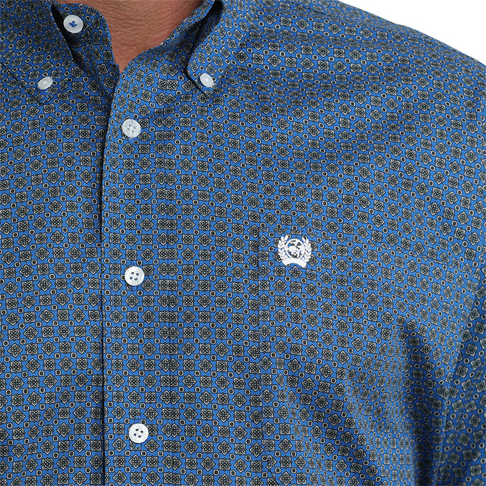 Cinch Men's Royal Blue Printed Long Sleeve Shirt