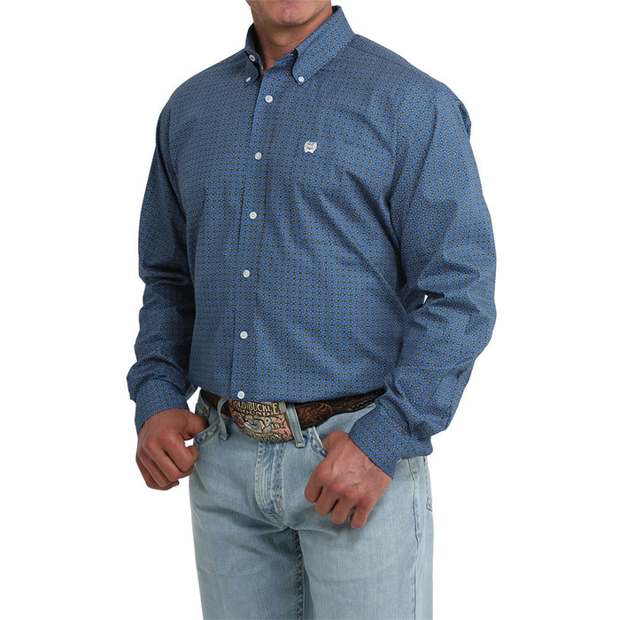 Cinch Men's Royal Blue Printed Long Sleeve Shirt
