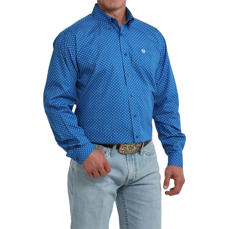 Cinch Men's Royal Blue Print Long Sleeve Shirt
