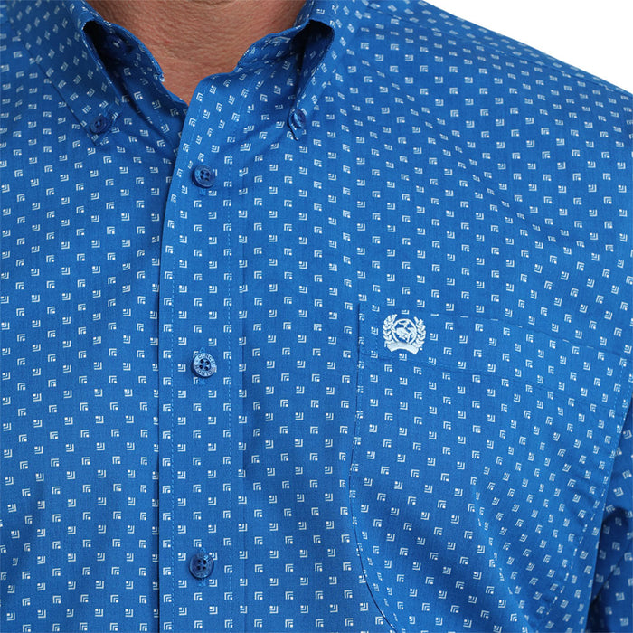 Cinch Men's Royal Blue Print Long Sleeve Shirt