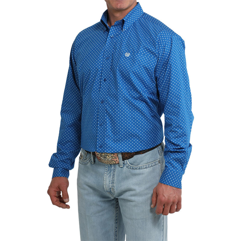 Cinch Men's Royal Blue Print Long Sleeve Shirt
