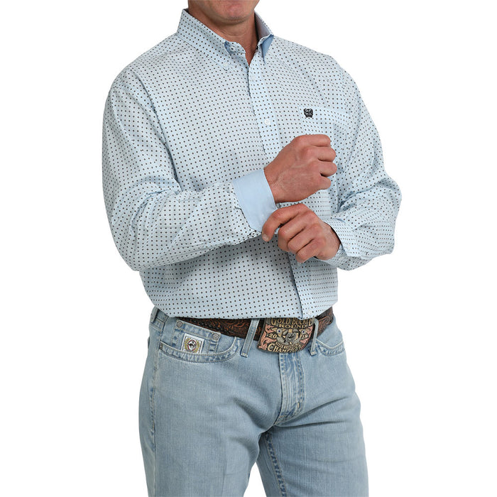 Cinch Men's Light Blue Print Long Sleeve Shirt