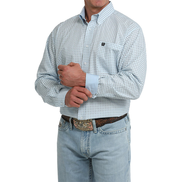 Cinch Men's Light Blue Print Long Sleeve Shirt