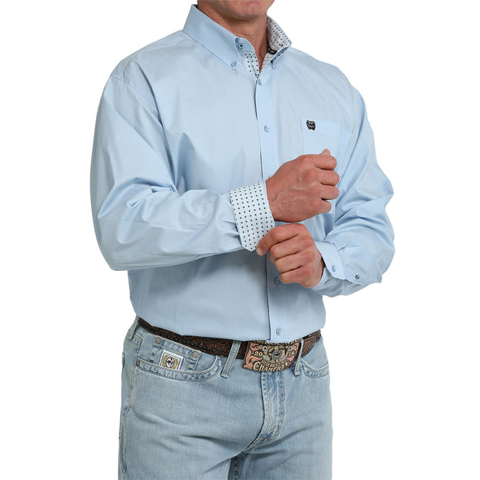 Cinch Men's Light Blue Solid Long Sleeve Shirt