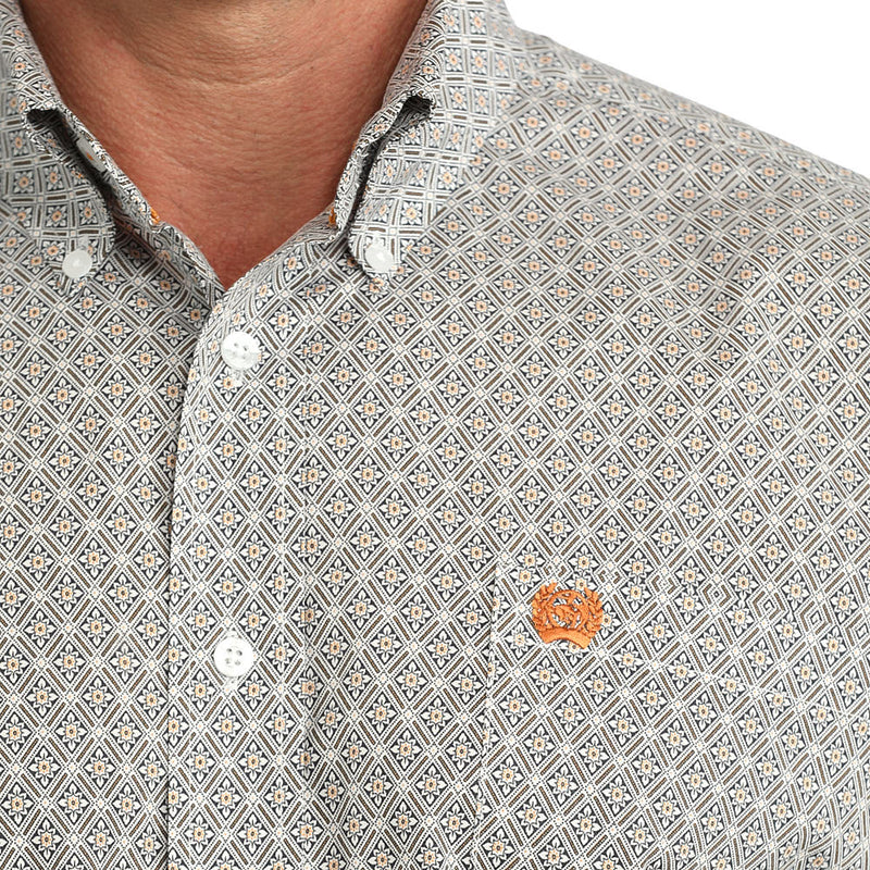 Cinch Men's White Printed Long Sleeve Shirt