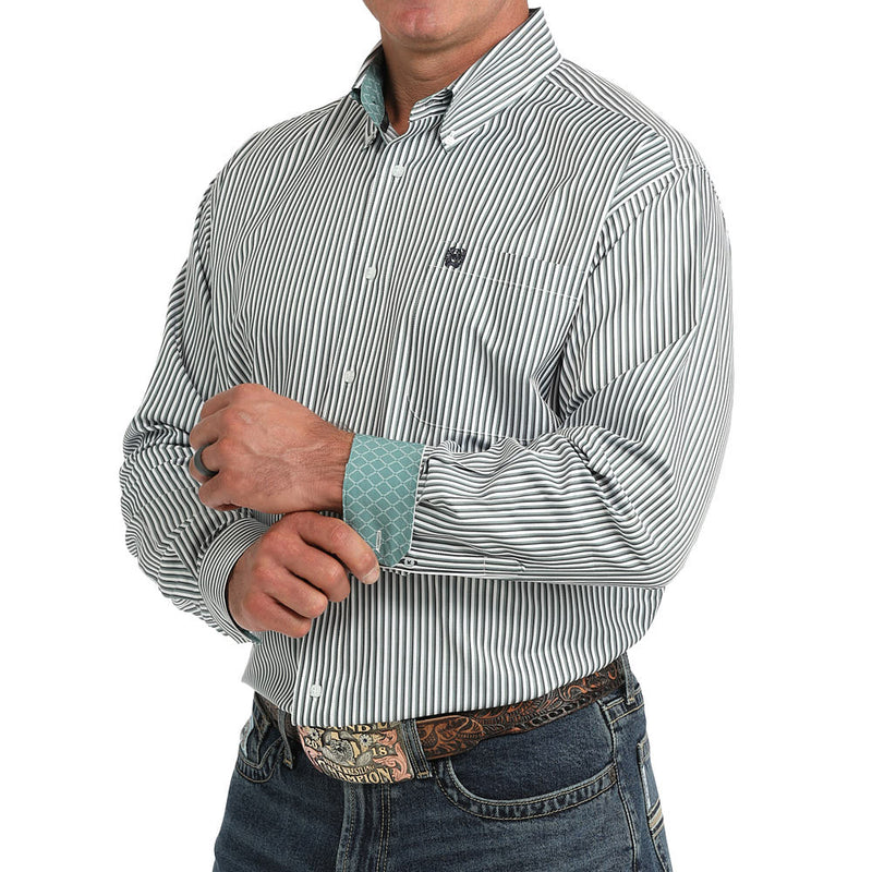 Cinch Men's Blue Striped Long Sleeve Shirt