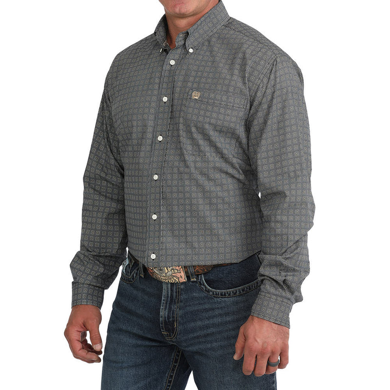 Cinch Men's Navy Print Long Sleeve Shirt