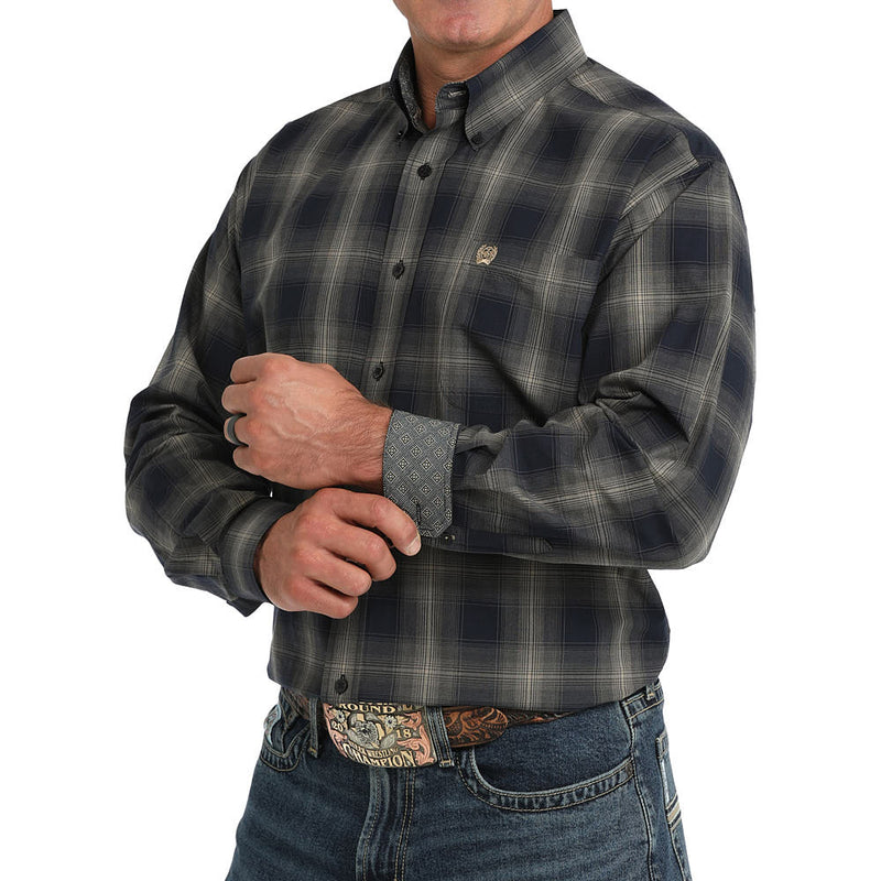 Cinch Men's Navy Plaid Long Sleeve Shirt