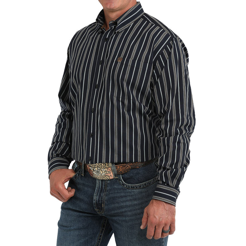 Cinch Men's Navy Striped Shirt