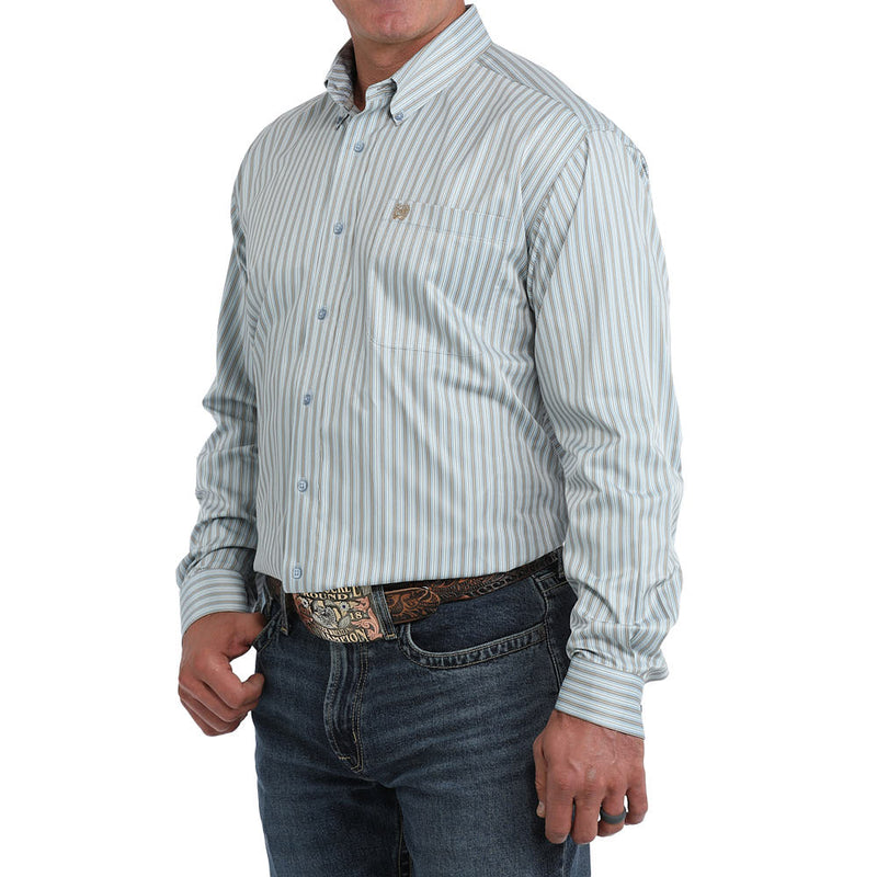 Cinch Men's Light Blue Striped Shirt