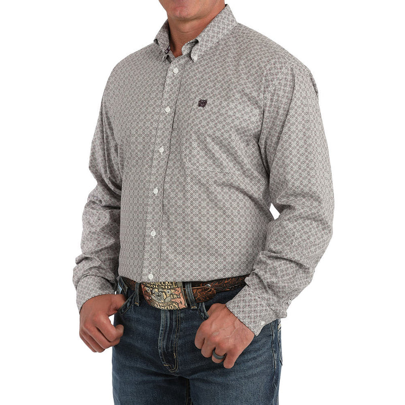 Cinch Men's White Printed Shirt