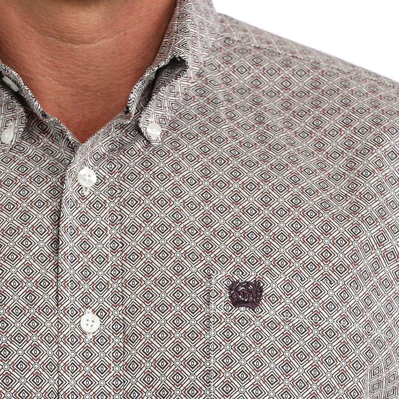 Cinch Men's White Printed Shirt