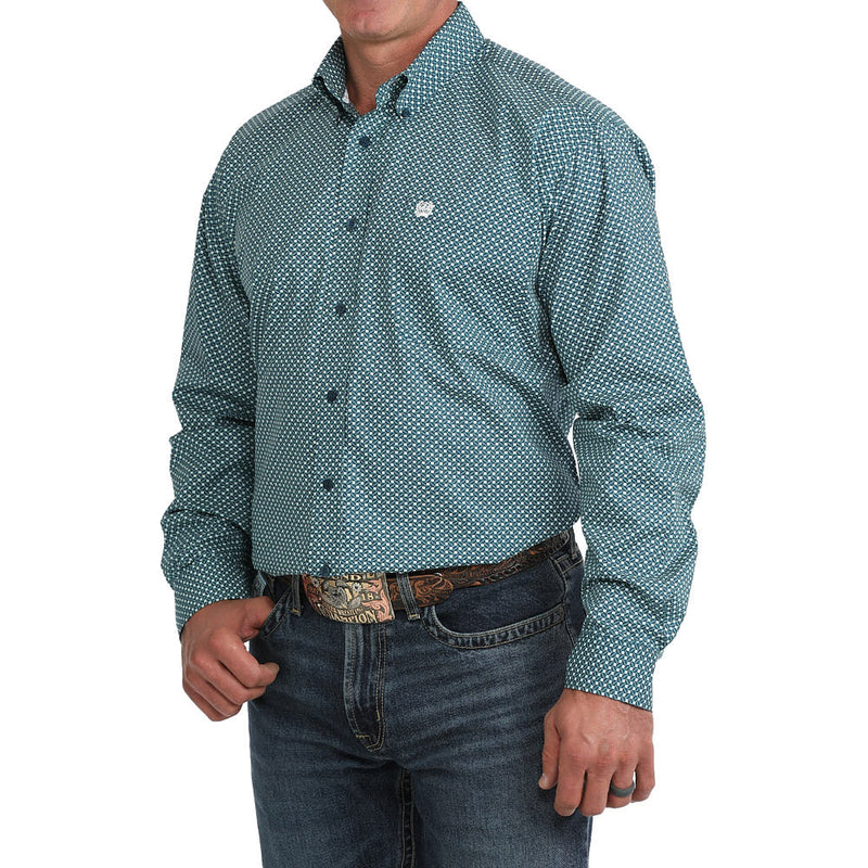 Cinch Men's Blue Print Stretch Shirt