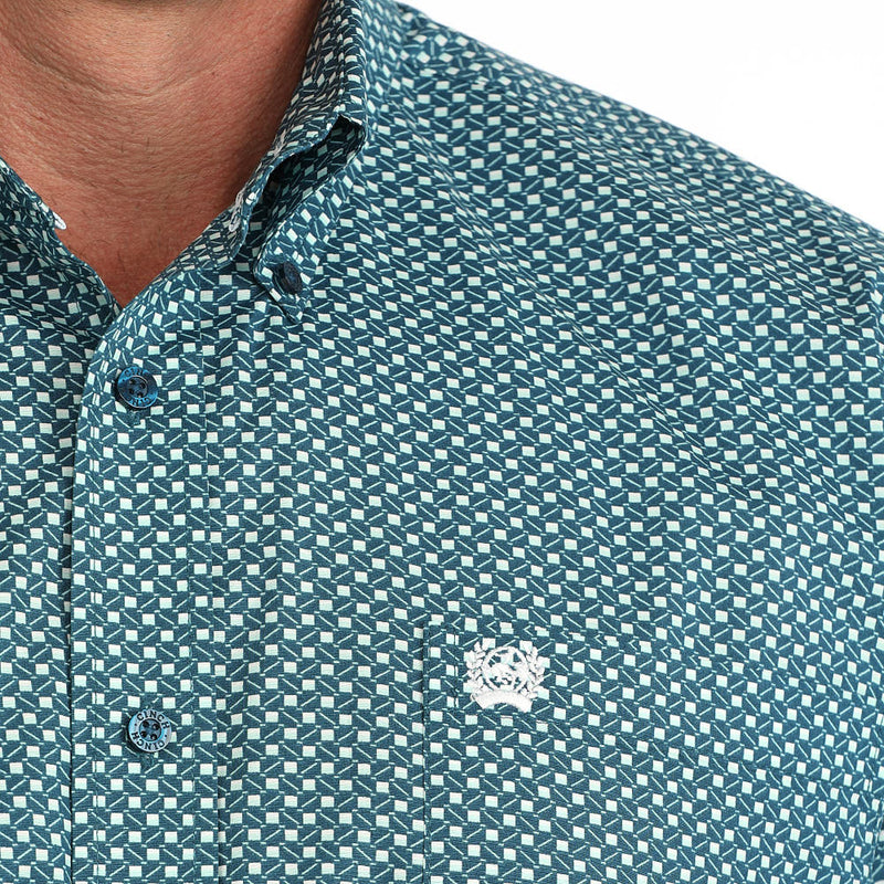 Cinch Men's Blue Print Stretch Shirt