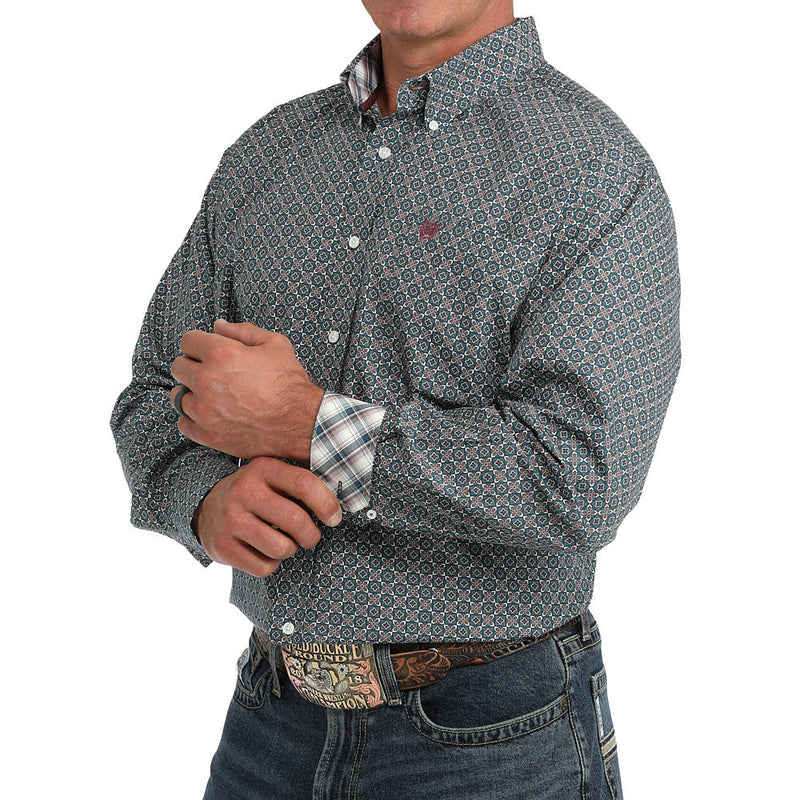 Cinch Men's Blue Print Button Shirt
