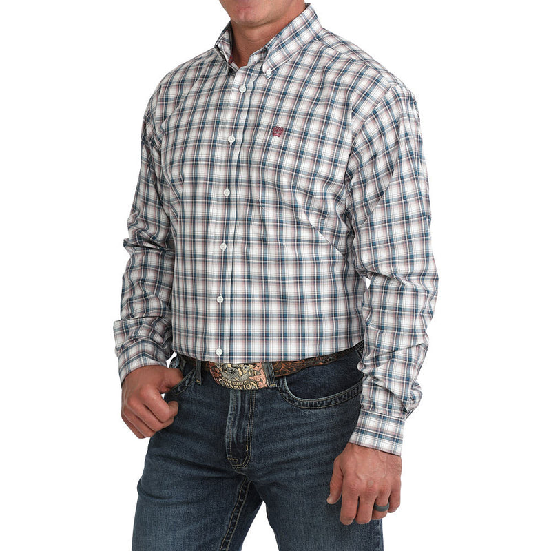 Cinch Men's White Plaid Shirt