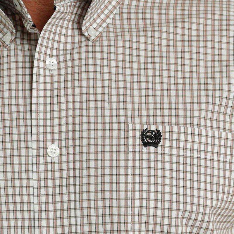 Cinch Men's Classic Fit Khaki and White Button Down