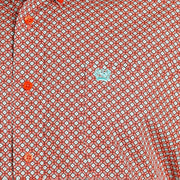 Cinch Men's Red Printed Short Sleeve Button Down